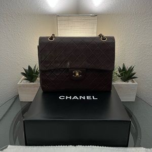 Vintage Chanel Classic Medium Double-Flap Purse - Black Lambskin Leather